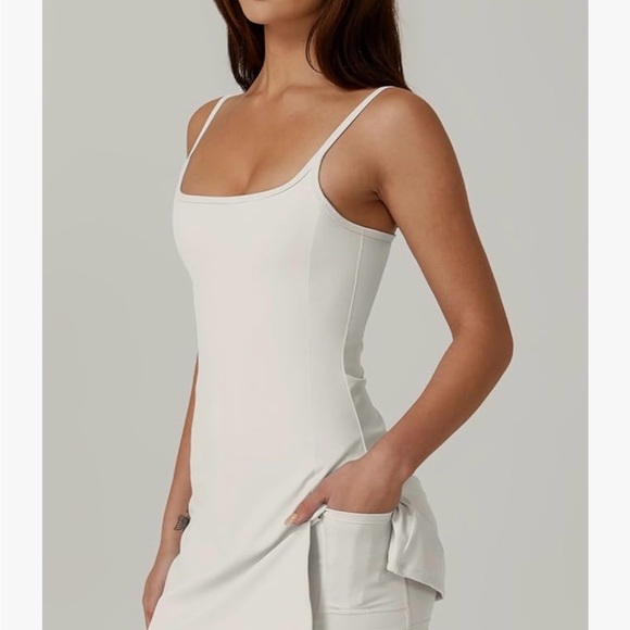 QINSEN White Spaghetti Strap Tennis Dress, Size Large - Picture 5 of 8